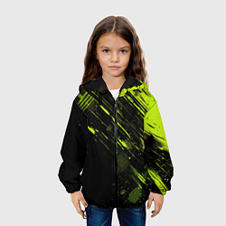 Куртка с капюшоном детская Зеленая краска на черном фоне, цвет: 3D-черный — фото 2
