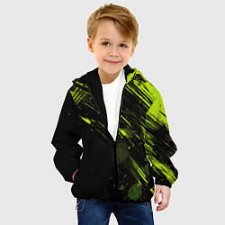 Куртка с капюшоном детская Зеленая краска на черном фоне, цвет: 3D-черный — фото 2