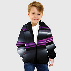 Куртка с капюшоном детская Фиолетовые полосы на черном фоне, цвет: 3D-черный — фото 2