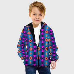 Куртка с капюшоном детская Неоновый объёмный узор, цвет: 3D-черный — фото 2