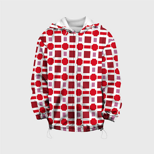 Детская куртка Красные кирпичики и белые полосы / 3D-Белый – фото 1