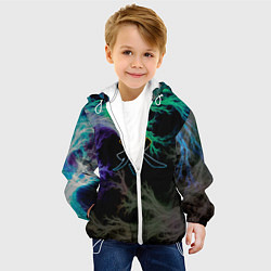 Куртка с капюшоном детская Неоновый иероглиф, цвет: 3D-белый — фото 2