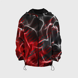 Куртка с капюшоном детская Дым и красные текстуры, цвет: 3D-черный