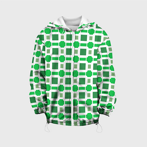 Детская куртка Зелёные кирпичики и белые полосы / 3D-Белый – фото 1