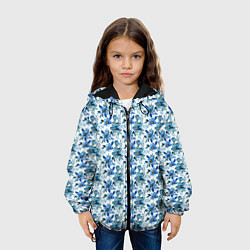 Куртка с капюшоном детская Полевые голубые цветы паттерн, цвет: 3D-черный — фото 2