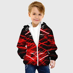 Куртка с капюшоном детская Красный лазер линии, цвет: 3D-белый — фото 2