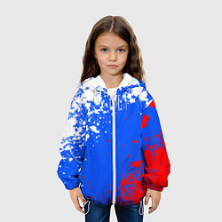 Куртка с капюшоном детская Флаг России - брызги, цвет: 3D-белый — фото 2