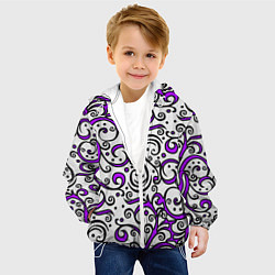 Куртка с капюшоном детская Фиолетовые кружевные узоры, цвет: 3D-белый — фото 2