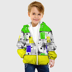 Куртка с капюшоном детская Узор из полос желтого и зеленого цвета, цвет: 3D-белый — фото 2
