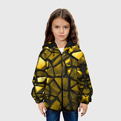 Куртка с капюшоном детская Золотые хромированные осколки, цвет: 3D-черный — фото 2
