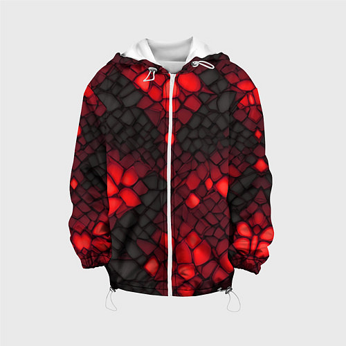 Детская куртка Красный трескающийся камень / 3D-Белый – фото 1