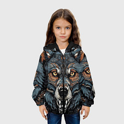 Куртка с капюшоном детская Дикий волк с узорами, цвет: 3D-черный — фото 2