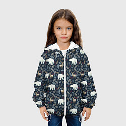 Куртка с капюшоном детская Акварельные медведи и олени, цвет: 3D-белый — фото 2