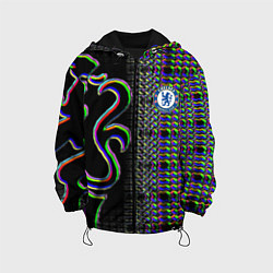 Куртка с капюшоном детская Chelsea fc glitch, цвет: 3D-черный