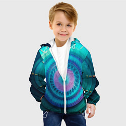 Куртка с капюшоном детская Фрактальная абстракция 3, цвет: 3D-белый — фото 2