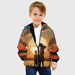 Куртка с капюшоном детская Мать и дитя на закате, цвет: 3D-черный — фото 2