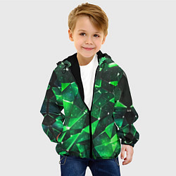 Куртка с капюшоном детская Зелёное разбитое стекло, цвет: 3D-черный — фото 2