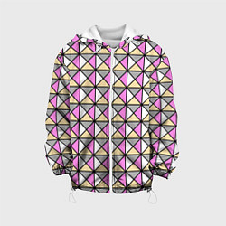 Детская куртка Геометрический треугольники бело-серо-розовый