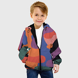 Куртка с капюшоном детская Цветные кляксы, цвет: 3D-черный — фото 2