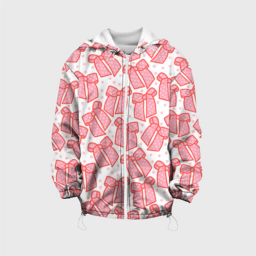 Детская куртка Узор с розовыми бантами в горошек / 3D-Белый – фото 1