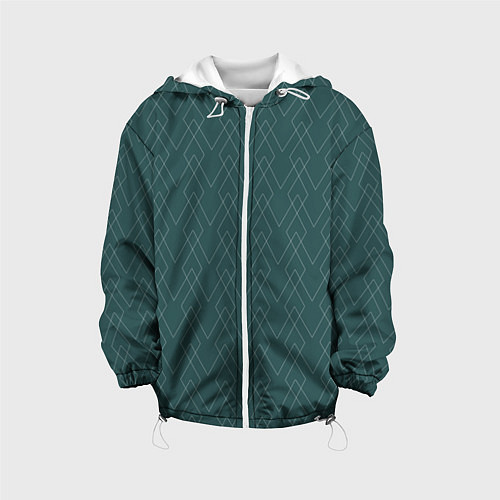 Детская куртка Зелёный геометричные линии / 3D-Белый – фото 1