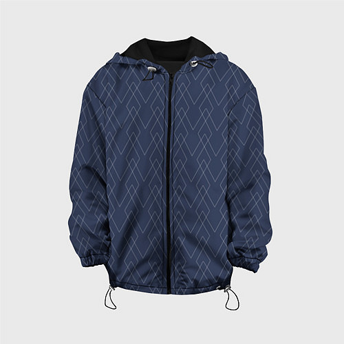 Детская куртка Серо-синий геометричные линии / 3D-Черный – фото 1