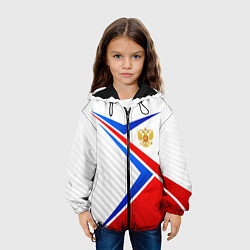 Куртка с капюшоном детская Герб РФ - классические цвета флага, цвет: 3D-черный — фото 2