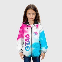 Куртка с капюшоном детская GTA6 neon gradient style вертикально, цвет: 3D-черный — фото 2