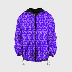 Куртка с капюшоном детская Паттерн маленькие сердечки фиолетовый, цвет: 3D-черный