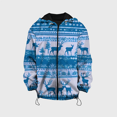 Детская куртка Синие олени / 3D-Черный – фото 1