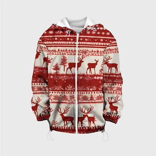 Детская куртка Красные олени / 3D-Белый – фото 1