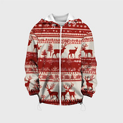 Куртка с капюшоном детская Красные олени, цвет: 3D-белый