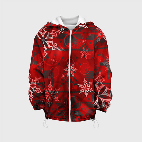 Детская куртка Рождественские узоры снежинки / 3D-Белый – фото 1