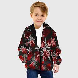 Куртка с капюшоном детская Рождественские снежинки, цвет: 3D-черный — фото 2