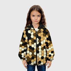 Куртка с капюшоном детская Камуфляж гексагон коричневый, цвет: 3D-черный — фото 2