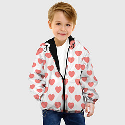Куртка с капюшоном детская Розовые сердца фон, цвет: 3D-черный — фото 2