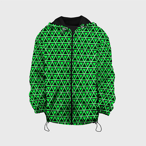Детская куртка Зелёные и чёрные треугольники / 3D-Черный – фото 1