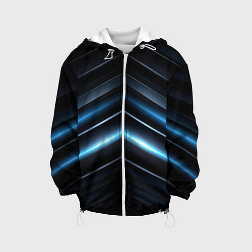 Детская куртка Синий неоновый яркий свет на черном абстрактном фо / 3D-Белый – фото 1