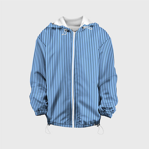 Детская куртка Строгий небесно-голубой в полоску / 3D-Белый – фото 1