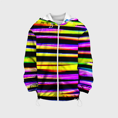 Детская куртка Цветные неоновые полосы / 3D-Белый – фото 1