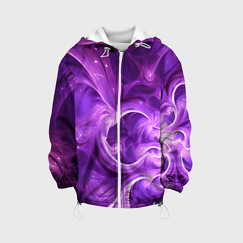 Детская куртка Фиолетовая фрактальная абстракция / 3D-Белый – фото 1