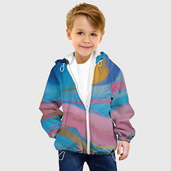 Куртка с капюшоном детская Жидкая синяя и розовая краска, цвет: 3D-белый — фото 2