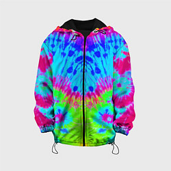 Куртка с капюшоном детская Tie-Dye abstraction, цвет: 3D-черный