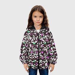 Куртка с капюшоном детская Мозаика бордо, цвет: 3D-черный — фото 2