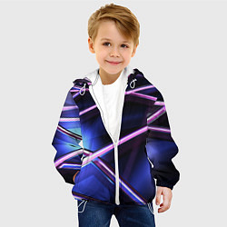 Куртка с капюшоном детская Фиолетовая геометрическая абстракция, цвет: 3D-белый — фото 2