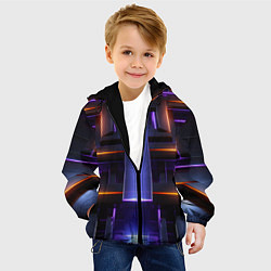 Куртка с капюшоном детская Объемная неоновая конструкция, цвет: 3D-черный — фото 2