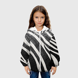 Куртка с капюшоном детская Зебровые полоски на текстуре, цвет: 3D-белый — фото 2