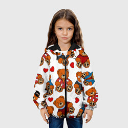 Куртка с капюшоном детская Мишки с сердцами - персонажи из Слово пацана, цвет: 3D-черный — фото 2