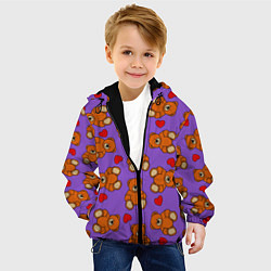 Куртка с капюшоном детская Игрушечные мишки и сердца, цвет: 3D-черный — фото 2