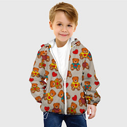 Куртка с капюшоном детская Мишки в свитерах и сердечки, цвет: 3D-белый — фото 2